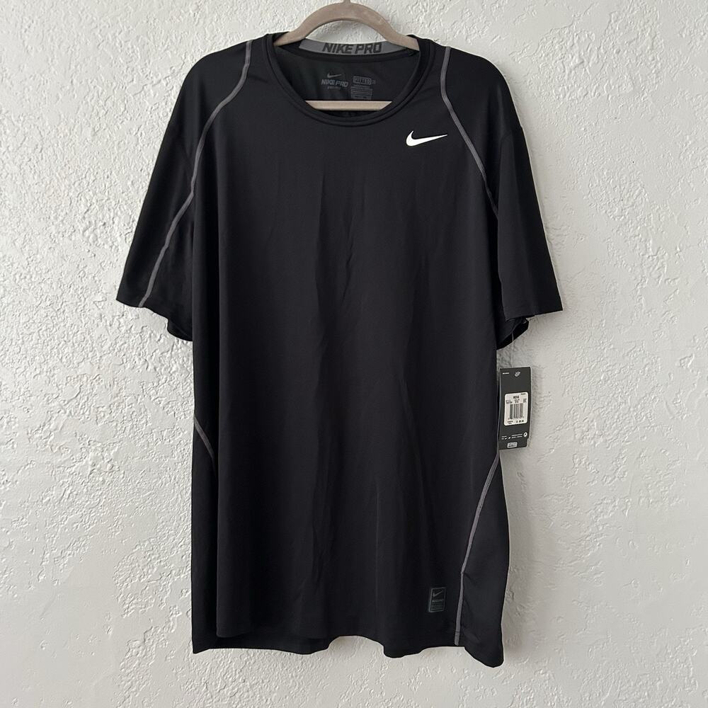 Nike Pro Dri-FIT Fitted Shirt Mens 2XL Black Athletic Training Tee Short Sleeve